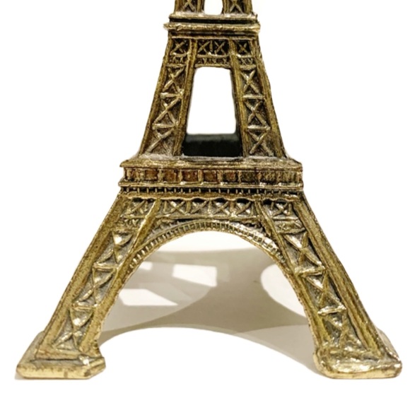 Brass Eiffel Tower Figurine Paris France Made in Italy Desk Decor Gold Tone Home - Picture 3 of 6